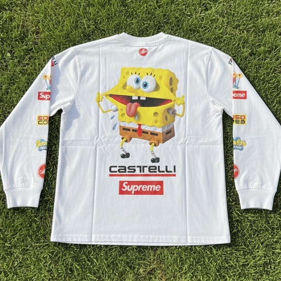 Supreme SpongeBob Castelli Racing Long Sleeve Tee – White – Size L - Picture 2 of 2